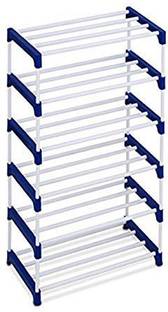 BRANTOX Shoe Rack Stand Plastic Blue 6 Step Plastic Collapsible Shoe Stand