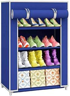 girja Multipurpose Layer shoe rack/book shelf/Wardrobe Heavy Material PVC Plastic Collapsible Shoe Stand