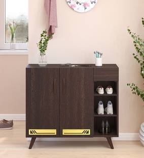 Mintwud from Pepperfry Daisen Wooden Shoe Cabinet/Shoe Rack with 2 Doors Storage For Home Engineered Wood Shoe Rack