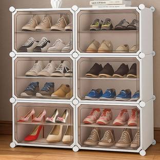 Sasimo 6-Door 12-Shelf Plastic Cubort Shoe Rack Plastic Collapsible Shoe Stand