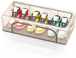 HEERMEX Shoe Storage Box for Sneakers, Clear Shoe Boxes Stackable Foldable, Trainers Plastic Shoe Rack