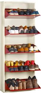 Delite Kom 24 Inch Wide, 10 Shelf | Double Decker | Store 30 Shoe/50 Slipper | Wall Mount Metal Shoe Rack