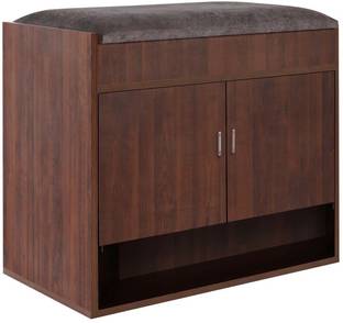 Fresh Up Engineered Wood Shoe Rack/Shoe Cabinet with Seat and Hidden Storage-3 Shelves Engineered Wood Shoe Rack