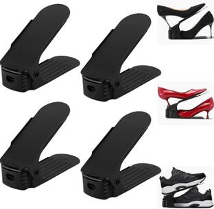 TruVeli Adjustable Shoe Slots Organizer, Shoe Storage Rack Space Saver Rack Holder 4 PC Plastic Shoe Stand