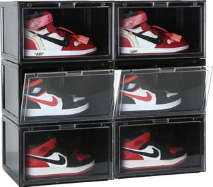 Keekos Plastic Sneaker Containers Bins Portable Storage Organizer Space Saving Foldable Plastic Shoe Rack