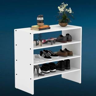 Enigmatic Woodworks Wooden Shoe Rack for Home, Chappal Slippers Organizer 4-Tier Stand Engineered Wood Collapsible Shoe Stand