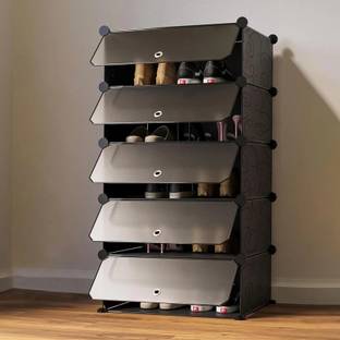 FORMONIX 5-Shelves-5-Door Shoe, Multipurpose Storage Rack Plastic, Metal Collapsible Shoe Stand