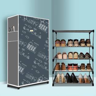 ZENVEXYO 4 Tier Foldable Shoe Rack – Space Saver, Universal for Entry, Bedroom & Balcony Metal Shoe Rack