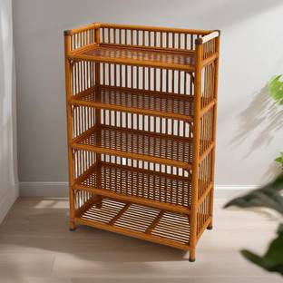 Treehouse VictoryShoe Rack,Multi-Purpose Rack Stand Shelf & Newspaper Storage ShelfforHome Cane Collapsible Shoe Stand