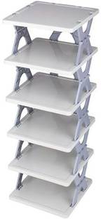 MD PRODUCT 5 Layer Shoe Rack X Design Lightweight Foldable Shoe Cabinet Storage For Home Plastic Shoe Stand
