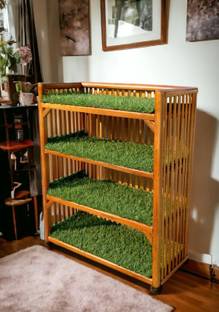 EVRA Bamboo, Wooden, Cane Shoe Rack,Slipper,Planter Stand, Bookshelf for Home Kitchen Bamboo, Cane, Engineered Wood Shoe Rack