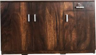 CASPIAN Wooden Multipurpose/ shoe Cabinet with door & Drawer of 4 to 6 Pairs Engineered Wood Shoe Rack