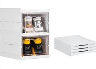 Honch Foldable Shoe Organizer Storage Boxes for Closet,Heels,Boots,Slipperrs with Lids Plastic Shoe Stand