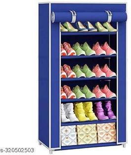 QURACK 6 Layer Metal Pipe with Non-Woven 100GSM Fabric Cover Shoe/Cloth/Toy/Books Metal Shoe Stand