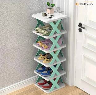 AQUA POLIMERS 6 LAYER FOLDABLE SHOE RACK Plastic Collapsible Shoe Stand