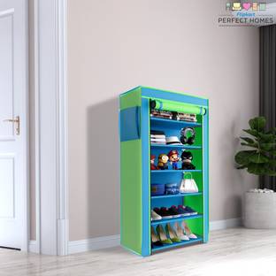 Raunak plastic pipes & 6 shelf covered Metal Collapsible Shoe Stand