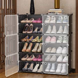 SNKR ESSENTIALS 12-Shelf-6-Door Plastic Cupboard Shoe Rack Plastic, Metal Collapsible Shoe Stand