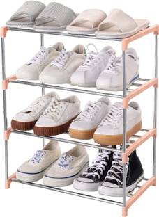SAISAP 4-LAYER PINK CARBON STEEL Metal, Plastic Collapsible Shoe Stand