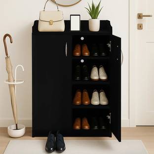 KIK Armour Shoe Cabinet with Door, Storage Box, 4 Shelf Footwear Rack, Engineered Wood Shoe Rack