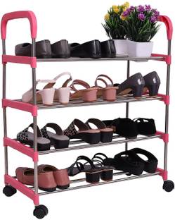 Three Secondz Steel Foldable Plastic Shoe Rack Multipurpose Home Furniture Metal Shoe Stand