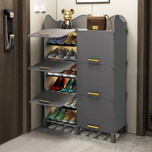 Sasimo 12-Shelf-6-Door Plastic Cubort Shoe Rack Plastic Collapsible Shoe Stand