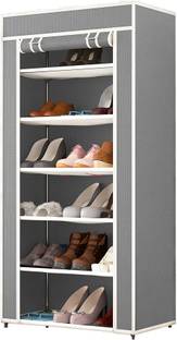 EXPOSURE House Hold Metal 6 Layer Collapsible shoe rack Grey Metal, Plastic Collapsible Shoe Stand