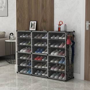 Sasimo 18-Shelf-6-Door Plastic Cubort Shoe Rack Plastic Collapsible Shoe Stand