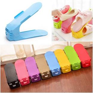 BBD Kitchen Shop Shoe Slots Organizer 8Pcs Adjustable Shoe Space Saver Double Layer Stack Plastic Shoe Stand