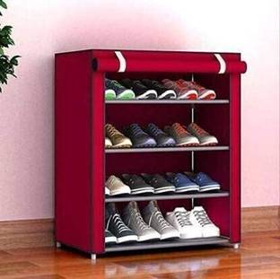 Rudra 4 sleeves maroon hard PVC pipe shoe rack Plastic Shoe Stand