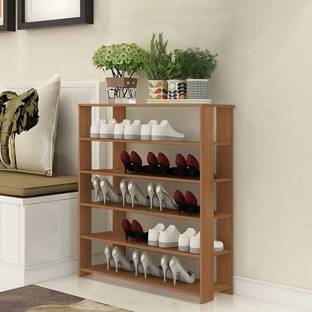 lukzer 5 Tier Shoe Rack (Oak Brown) Engineered Wood Shoe Rack