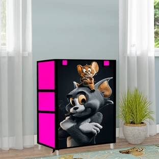 SANAMSTORE Tom & Jerry printed Cover Shoe rack, Plastic Collapsible Shoe Stand