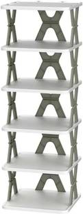 MD PRODUCT 6 Layer Shoe Rack X Design Lightweight Foldable Shoe Cabinet Storage For Home Plastic Shoe Stand
