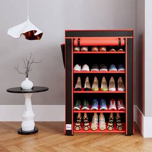 Flipkart Perfect Homes plastic pipes & 5 shelf covered Plastic Collapsible Shoe Stand