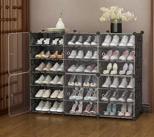 Kybero 12-Shelf-6-Door Plastic Cubort Shoe Rack Plastic, Metal Collapsible Shoe Stand