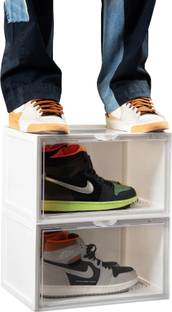 SNEAKARE Side Drop Shoe Rack & Storage Box for Office/Home, Shoe Storage Box For Sneakers Plastic Shoe Rack