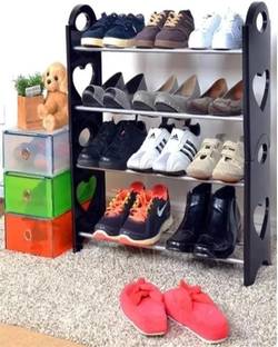 ASSURE Plastic Shoe Rack- 2 Pair Footwear on a Shelf Plastic Collapsible Shoe Stand