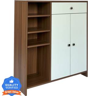 raywud Teak Tidy White Shoe Rack Engineered Wood Shoe Rack
