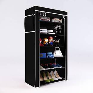 turbomax Multipurpose shoe rack/Wardrobe Heavy Material PVC Plastic Pipes with cover Plastic Collapsible Shoe Stand