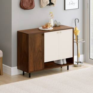 BLUEWUD Prorage Dual Tone 3 Doors Shoe Cabinet Stand with Additional Open Shelve Engineered Wood Shoe Rack