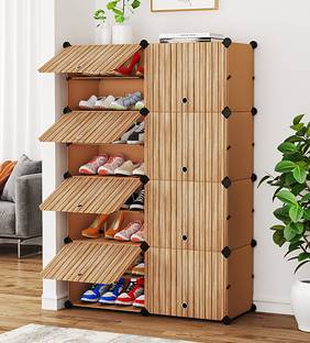 Sasimo 16-Shelf-8-Door Plastic Cubort Shoe Rack Plastic Collapsible Shoe Stand