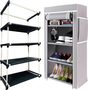 girja GIRJA Multipurpose 4 Layer shoe rack/book shelf/Wardrobe Heavy Material PVC Plastic Shoe Stand