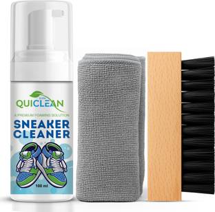 QUICLEAN Sneaker & Shoe Cleaner Foaming solution With Brush & Microfiber Cloth Cleaner