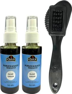 Quick Nubuck and Suede Shoe Polish | Color - Olive Green | Pack - 2 x 50 ML | Cleaner