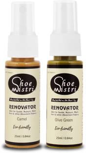Shoe Mistri Shoe Renovator Miniature, Lliquid Polish Spray (Camel & Olive Green, Pack of 2) Shiner