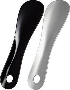 Sheppits Premium Metal Shoe Horn (Pack Of 2 - Black & Silver) Shoe Tree