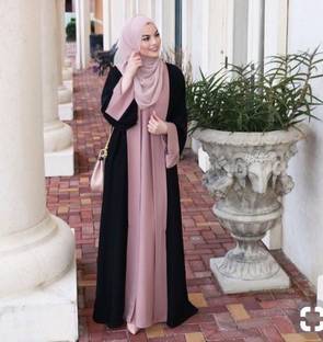 SHIFA Cotton Blend Solid Burqa With Hijab