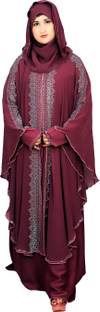 aK collection Polyester Self Design Abaya With Hijab