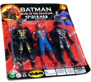nawani Set of 3 Superhero Avengers Action Toy-Batman,Spider man Size- 12/6 cm