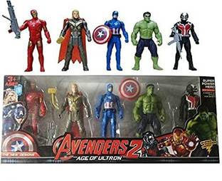 Xcillince Toys Avengers Pack of 5 "Spiderman man , Thor , Captain America, Hulk ,Thainos .