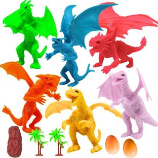 Mallexo PVC Quality Forest Animals Set for Kids Play Safely Toys 11PCs Mixed Dragon